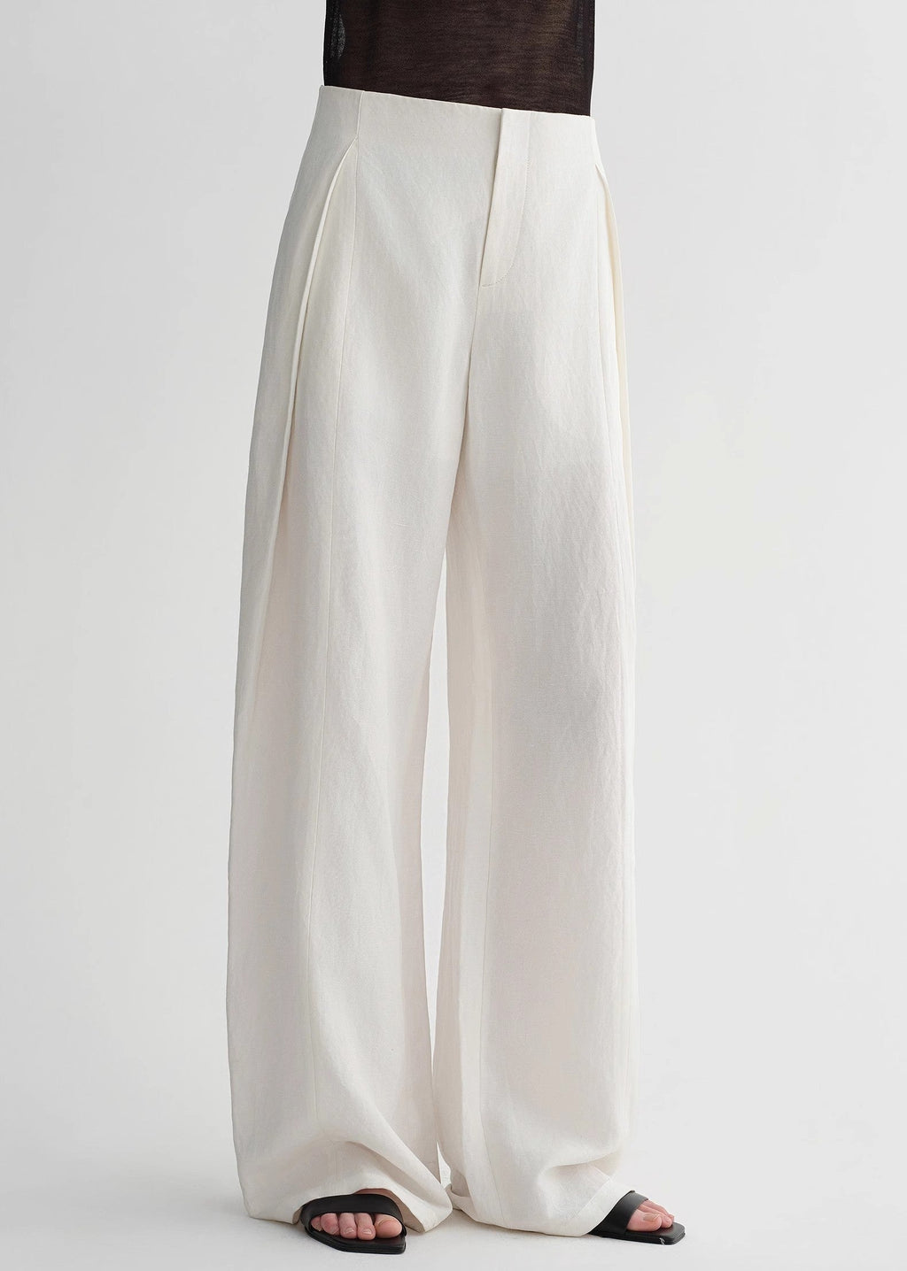 Summer mulberry silk linen waistless three-dimensional pleated wide-leg pants for women-4