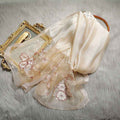 Silk Wool Blended  Embroidered Scarves-1