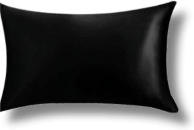 Knitsilk 100% Mulberry Silk Pillowcase – 22 Momme Grade 6A Silk (Black, Queen Size 75x50 c
