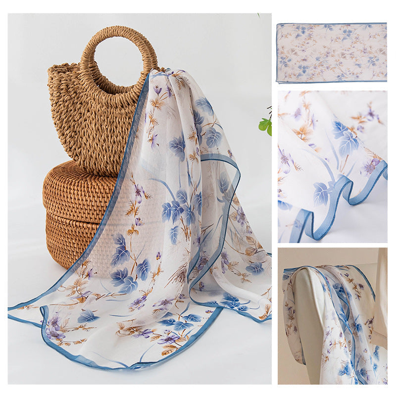 Silk Scarf Women's Mulberry Silk Printed Shawl-7