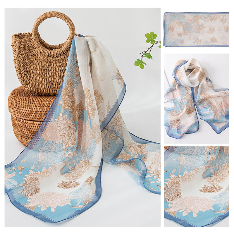 Silk Scarf Women's Mulberry Silk Printed Shawl-8