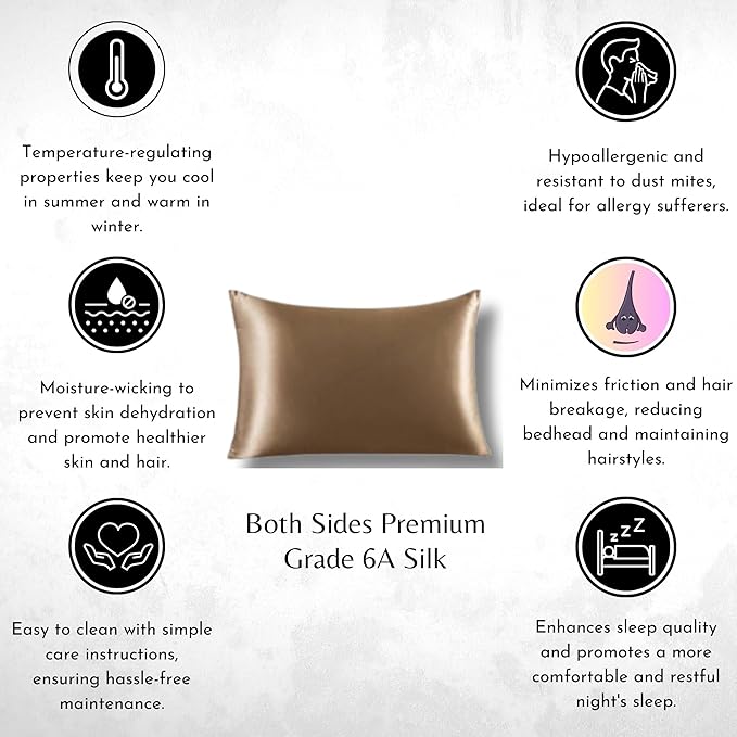 Knitsilk 100% Mulberry Silk Pillowcase – 22 Momme Grade 6A Silk (Copper, Queen Size 75x50 c