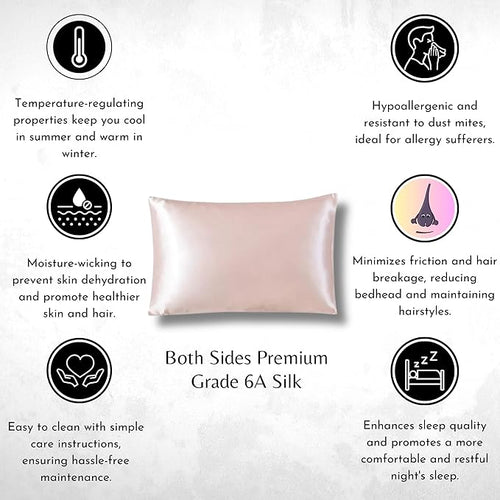 Față de pernă Knitsilk 100% mătase de dud – 22 Momme, mătase clasa 6A (Roz, dimensiune Queen 75x50 c