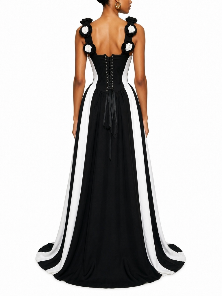 Noir Fleur Stripe Maxi Dress-3