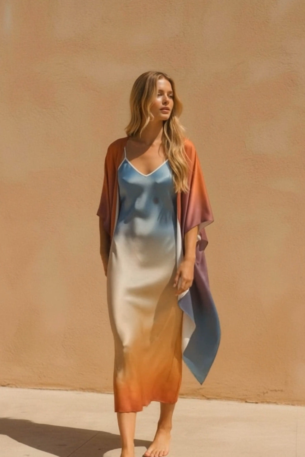 Electra Silk Kimono in Sunrise-2