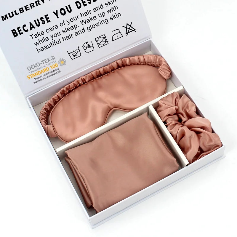 100% Organic Mulberry Silk Pillowcase Silk Pillow Cases Embroidery Logo in Gift Box Logo Silk Pillowcase Set for Hair and Skin