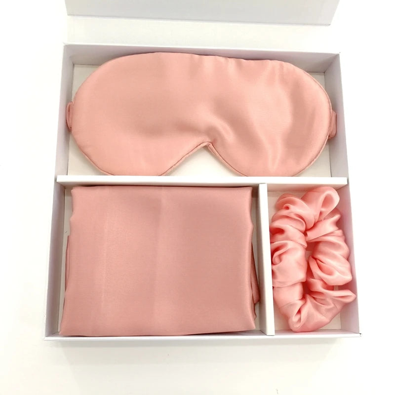 Față de Pernă 100% Organică din Mătase de Dud Față de Pernă din Mătase Logo Brodat în Cutie Cadou Set Fețe de Pernă din Mătase cu Logo pentru Păr și Piele