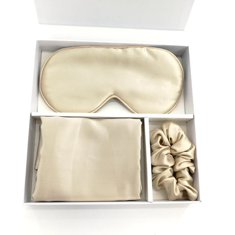 Față de Pernă 100% Organică din Mătase de Dud Față de Pernă din Mătase Logo Brodat în Cutie Cadou Set Fețe de Pernă din Mătase cu Logo pentru Păr și Piele