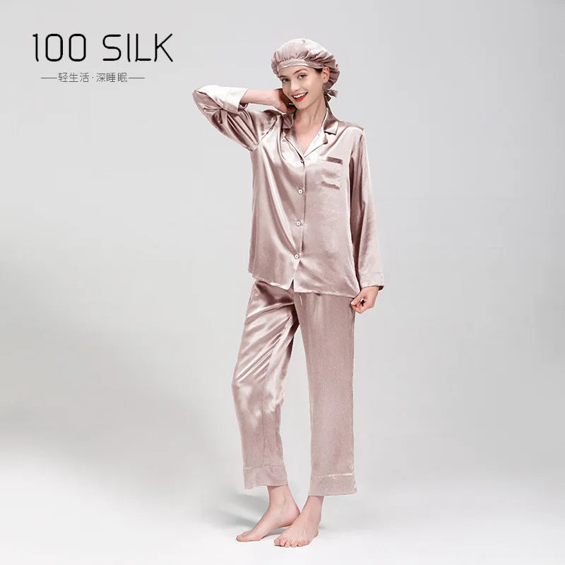 19MM 6A 100%Silk Pyjamas 2 Pieces Set Women Pyjamas