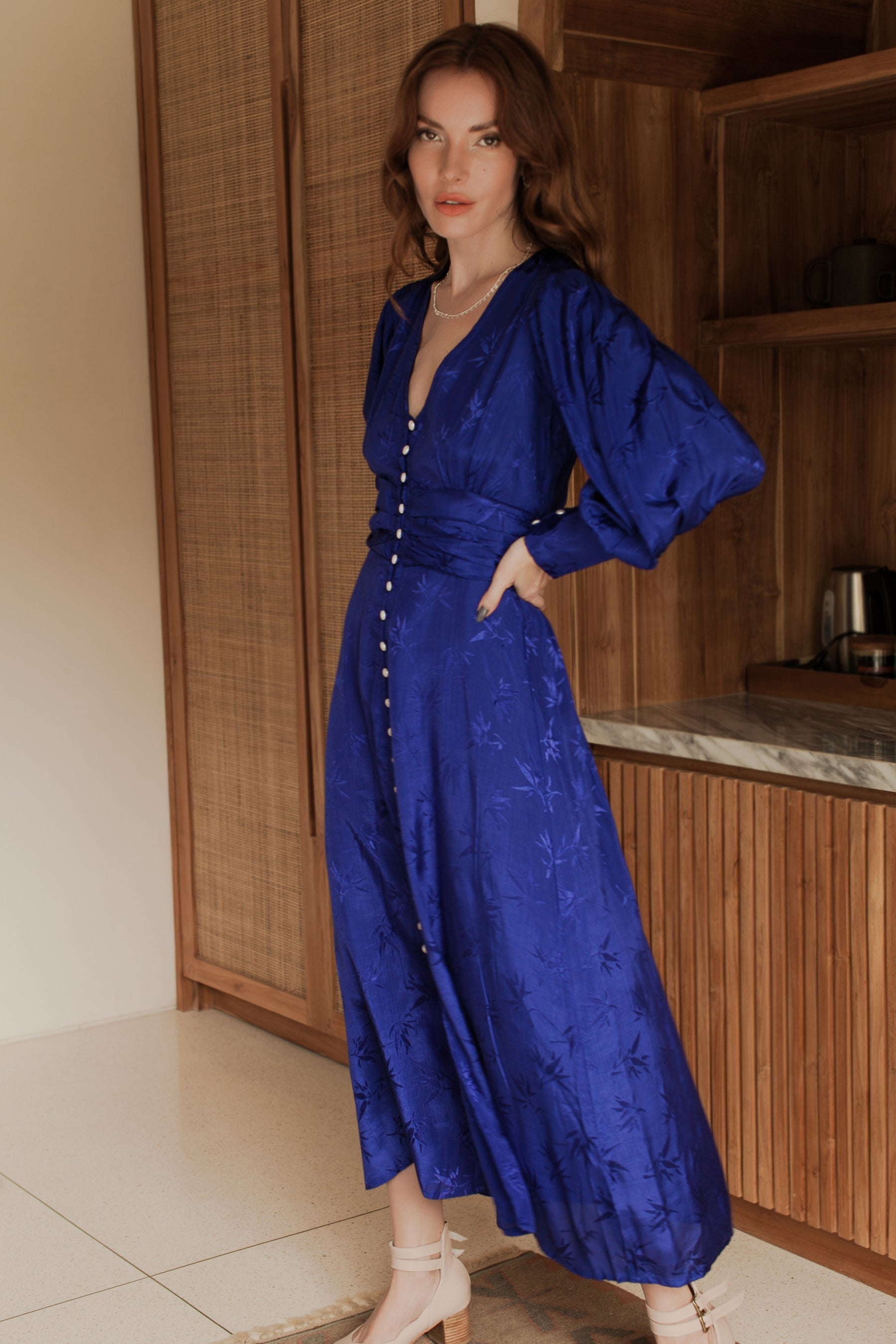 Juliette Pearl Buttons Midi Dress-7