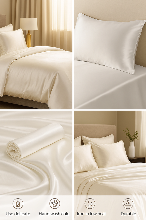 Knitsilk 100% Mulberry Silk Charmeuse Fabric – 22mm  44" Width – Pure Luxury Satin Weave - Off White-2.5 Mtr-1