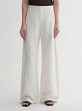 Summer mulberry silk linen waistless three-dimensional pleated wide-leg pants for women-5