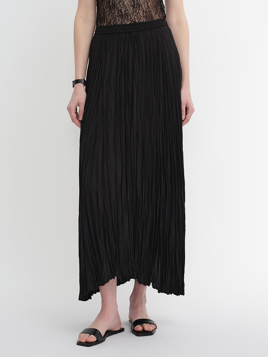 Mulberry silk custom pleated irregular hem skirt for women-5