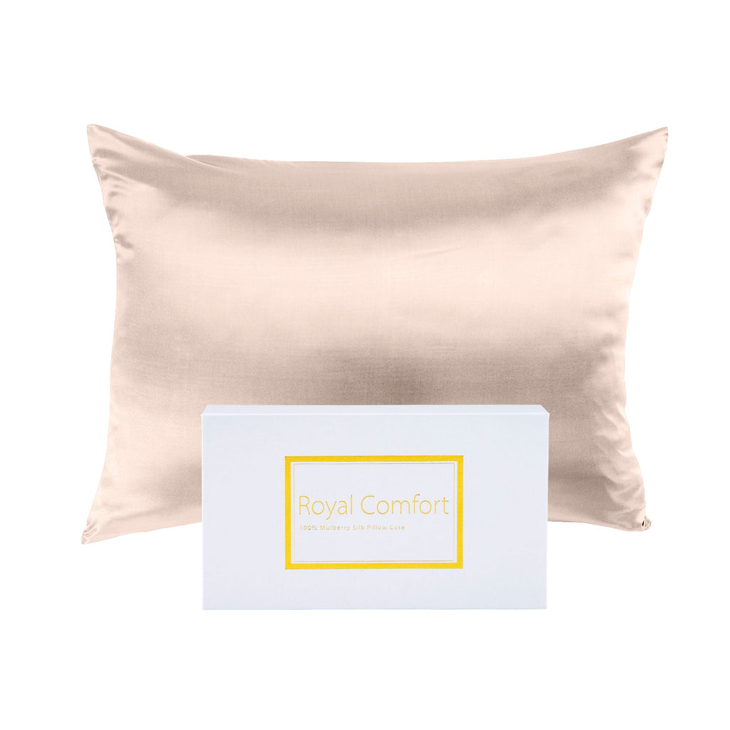 NNEDSZ Comfort Mulberry Soft Silk Hypoallergenic Pillowcase Twin Pack 51 x 76cm 51 x 76 cm Champagne Pink-1