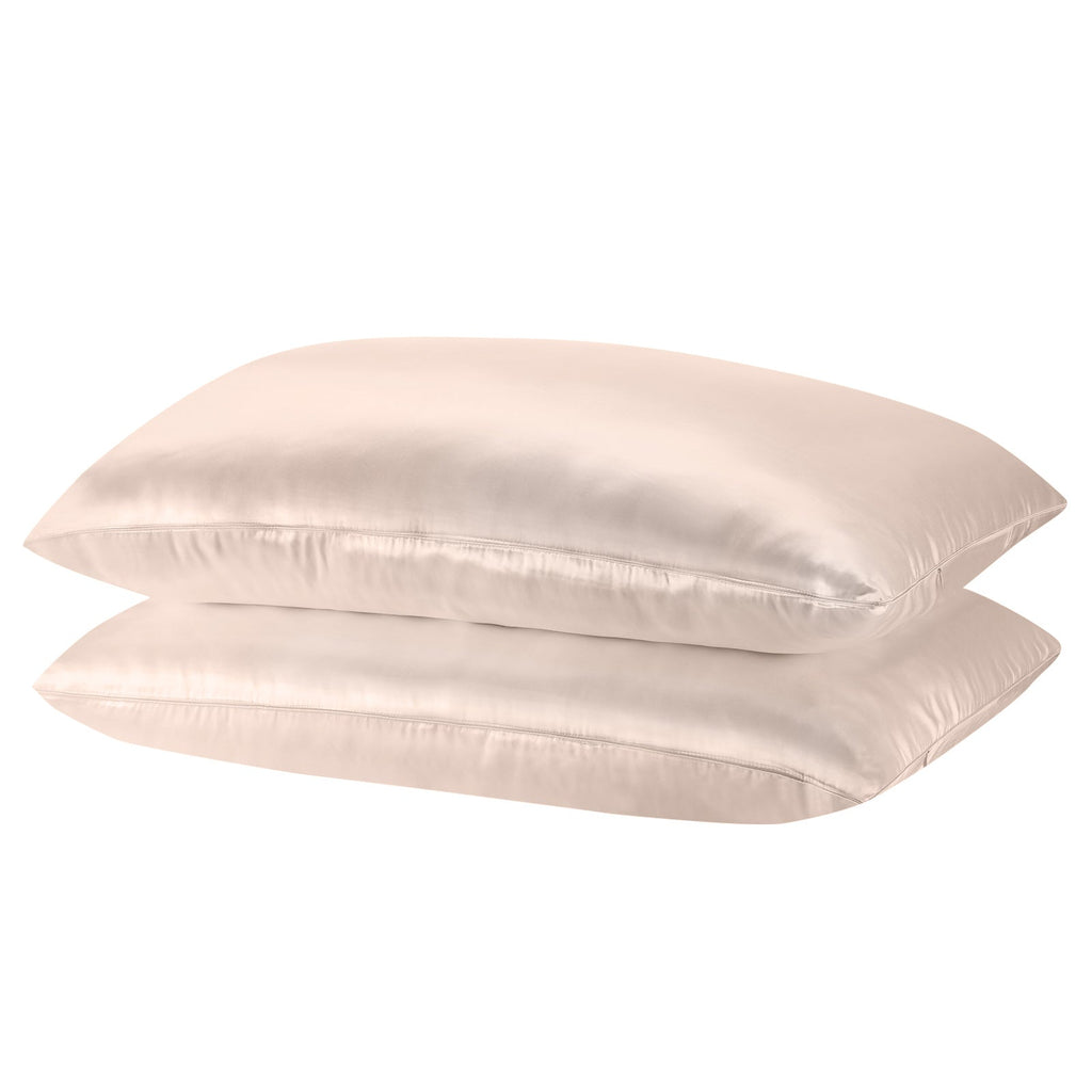 NNEDSZ Comfort Mulberry Soft Silk Hypoallergenic Pillowcase Twin Pack 51 x 76cm 51 x 76 cm Champagne Pink-2