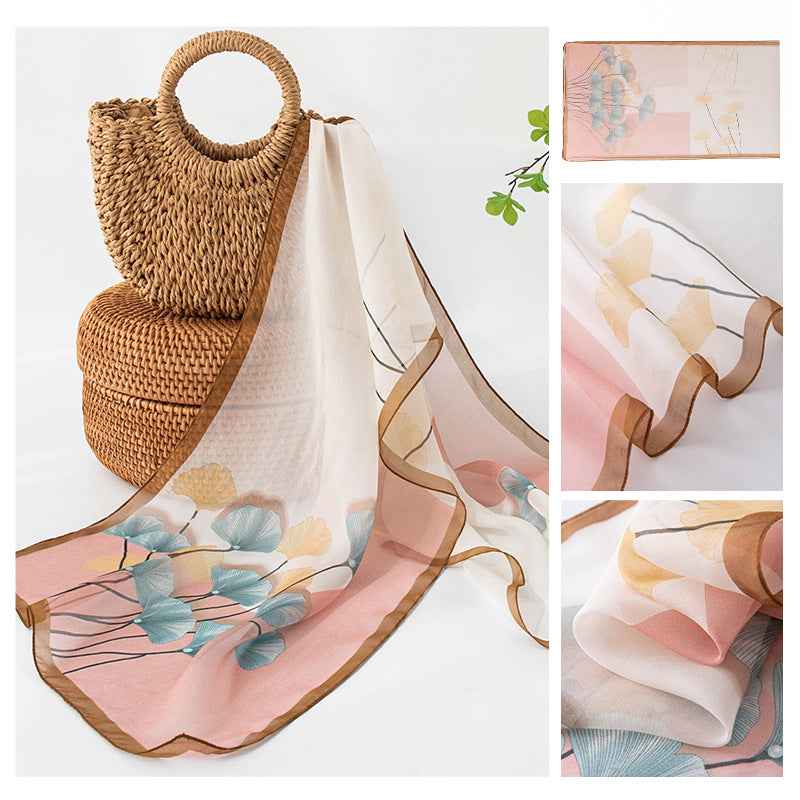 Silk Scarf Women's Mulberry Silk Printed Shawl-1