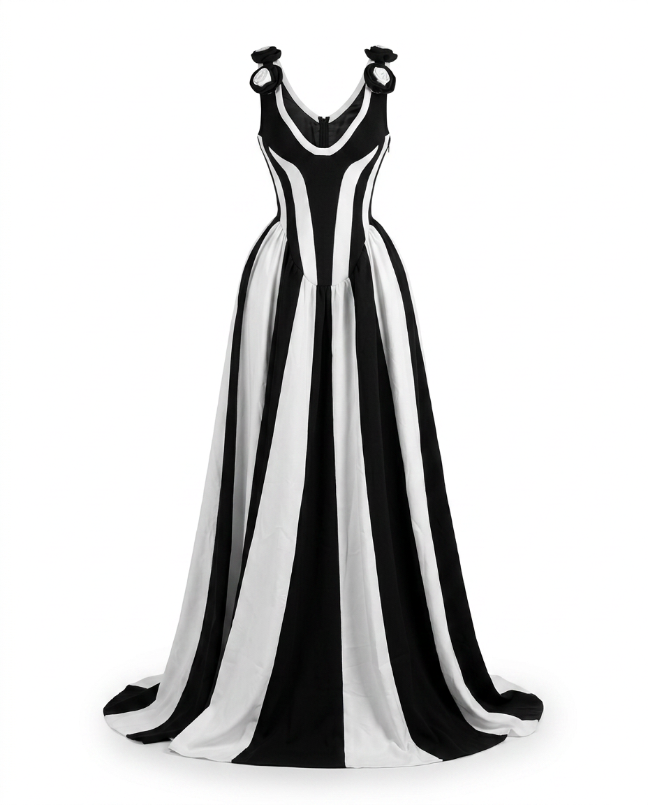 Noir Fleur Stripe Maxi Dress-1