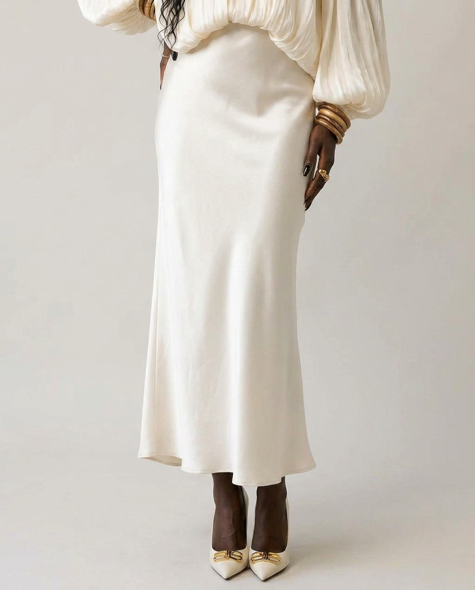 Refined Silk Midi Skirt-1